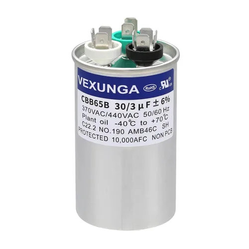 Miniatura 61 de VEXUNGA - 25/5 uF 25+5 MFD 370V o 440V Condensadores redondos de arranque dual 25 5 uF 370 440 Volt VAC CBB65 Condensadores para acondicionador