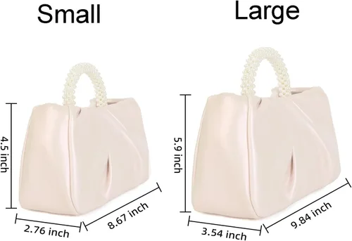 Miniatura 4 de Valleycomfy Bolsos de mano de noche con perlas para mujer, de cuero suave, fruncidos, cruzados, bolsa de hombro para fiestaboda