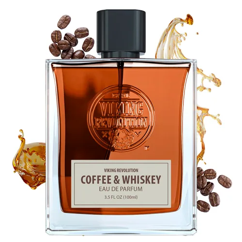 Viking Revolution Colonia de café y whisky para hombre, Eau de Parfum, perfume terroso con notas de café tostado, whisky envejecido, sándalo, cedro,
