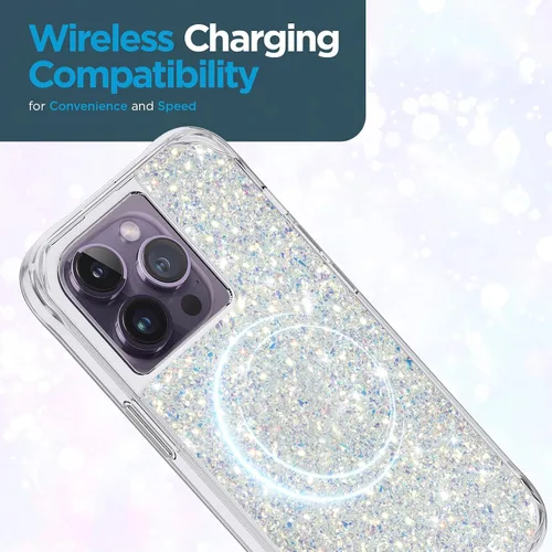Miniatura 7 de Case-Mate Funda para iPhone 14 Pro - Gemas florales - Con protección contra caídas de 10 pies y carga inalámbrica - Funda de lujo con diamantes