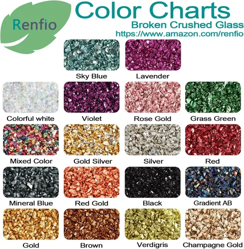 Miniatura 4 de Renfio - Fragmentos de vidrio triturado roto brillantes, tritura 2-4mm, virutas irregulares pequeñas y gruesas, 3.5 Oz (100g), purpurina de alto