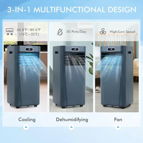 Miniatura 4 de PETSITE Aire acondicionado portátil, unidad de refrigeración de CA 3 en 1, función de ventilador y enfriador de aire, control remoto, kit de ventana