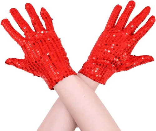 Aniler Unisex longitud de la muñeca dedo completo lentejuelas color sólido 80s brillo brillante disfraz cosplay fiesta guantes cortos