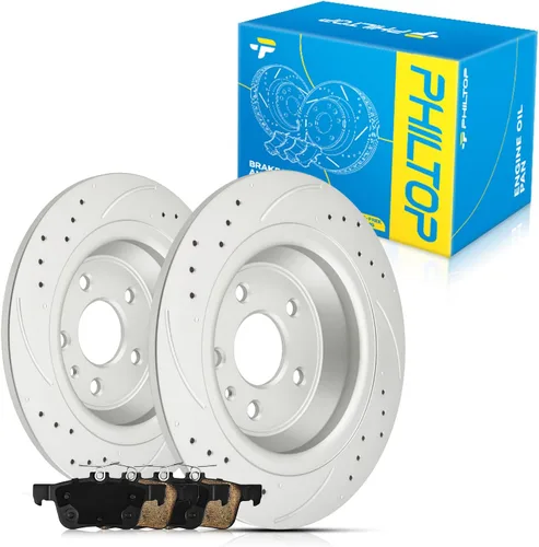 Miniatura 60 de PHILTOP Juego de rotores de freno de disco trasero y pastillas de freno de cerámica para Nissan 2002-2023 Altima, Nissan 2007-2019 Sentra, Nissan