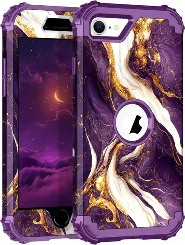 Miniatura 128 de Hocase Funda para iPhone SE 2022/2020, resistente a prueba de golpes, de plástico duro+goma de silicona, funda protectora híbrida para iPhone SE