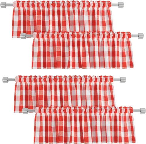 Miniatura 9 de 4 cenefas de cuadros de búfalo para ventanas de sala de estar, 16 pulgadas de largo, diseño clásico a cuadros a cuadros para dormitorio, baño