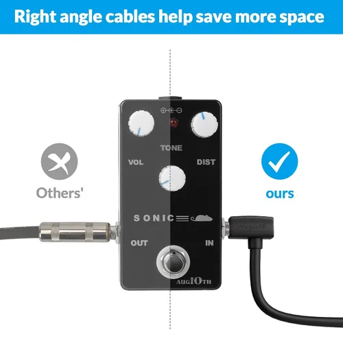 Miniatura 3 de Cable de conexión de guitarra de 6 pulgadas de 5.9 in, 0.5 pies de 1/4 en ángulo recto TS cable de pedal de efecto