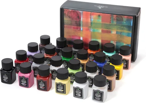 Smalltongue Kit de pintura acrílica metálica para cuero, 24 colores, cada uno (1.0 fl oz/1 onza líquida), para zapatos, tenis, sofás, bolsas, KIT DE