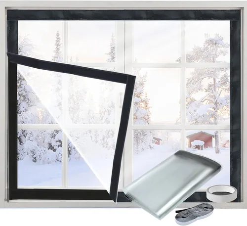 Miniatura 8 de Kit de aislamiento de ventana para invierno, sellador de cubierta de ventana con aislamiento de plástico ajustable, reutilizable, grueso