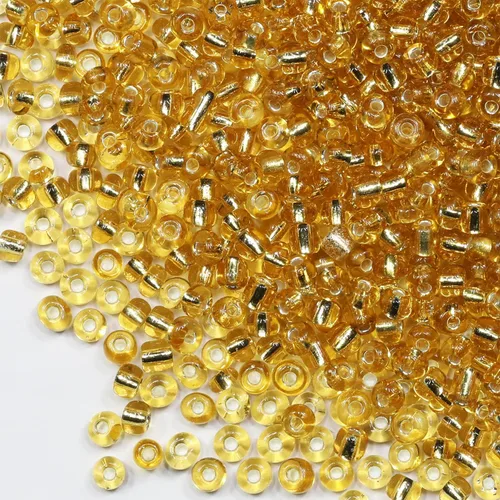 Miniatura 2 de Cuentas de semillas doradas transparentes de 4 mm al por mayor para hacer joyas, 110 gramos, aproximadamente 1600 piezas, cuentas de vidrio 6/0