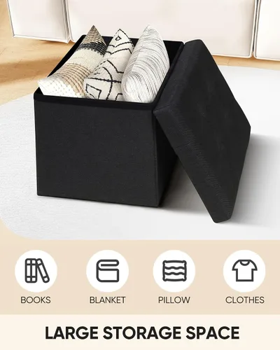 Miniatura 4 de B FSOBEIIALEO Cubo otomano de almacenamiento, baúl de almacenamiento, reposapiés plegable para sala de estar, 12.6 x 12.6 x 12.6 pulgadas