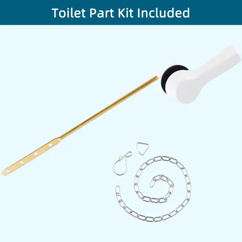 Miniatura 5 de Hygie Rinse Palanca de inodoro de metal, reemplazo de palanca de descarga, mango universal de montaje frontal con cadenas de solapa de acero Blanco