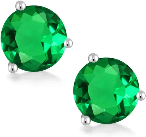 Miniatura 116 de Gem Stone King Aretes de oro de 14 quilates, 0.236 in, piedra natal redonda, Martini, 3 puntas, aretes de oro para mujer