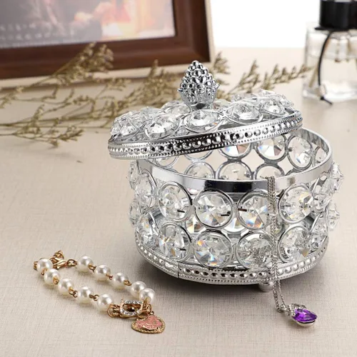 Miniatura 9 de Hipiwe Joyero con espejo de cristal, caja organizadora de joyas, decoración del hogar, anillos, aretes, collar, soporte de almacenamiento, caja