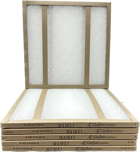 Filtro de aire de fibra de vidrio Glasfloss de 20 x 20 x 1, doble puntal, serie GDS, fabricado en EE. UU., tamaño real: 19 5/8 x 19 5/8 x 3/4 (caja