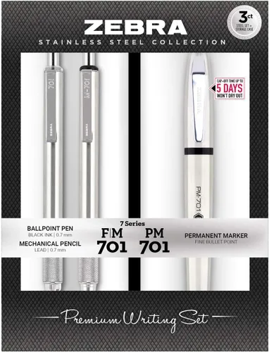 Miniatura 10 de Zebra Pen G-750 y M-701 - Juego de regalo de bolígrafo de gel retráctil, barril de metal premium, punta media/fina, 0.028 in, paquete de 2 (10512)
