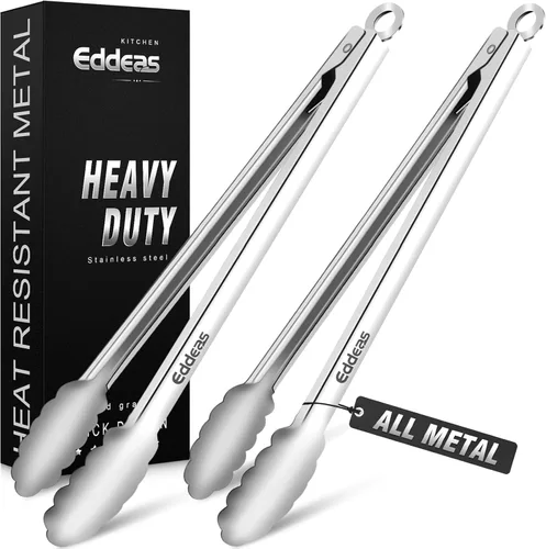 Miniatura 36 de Pinzas para cocinar – Pinzas de cocina de acero inoxidable de 600 grados resistentes al calor, pinzas de bloqueo de metal resistente, perfectas