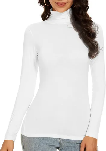 Miniatura 2 de Women's Turtleneck Long Sleeve Thermal Tops Slim Fitted Lightweight Thin Basics Layer Tshirt (XS-2XL)