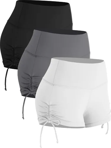 CADMUS Pantalones cortos atléticos para mujer, paquete de 3 unidades, cintura alta, entrenamiento profesional