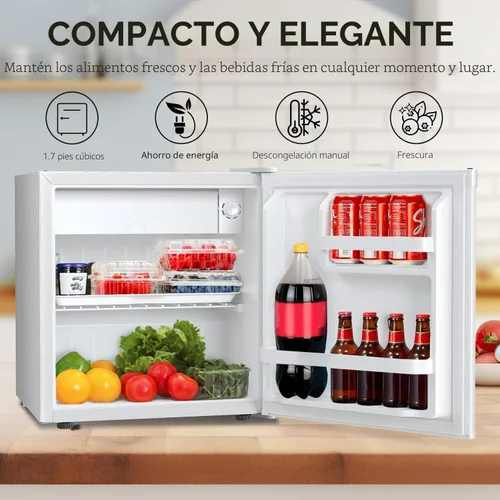 Miniatura 2 de Antarctic Star 1.7 pies cúbicos refrigerador compacto con congelador, termostato ajustable, estante de vidrio extraíble, mini refrigerador de una