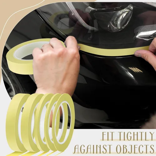 Miniatura 6 de Xuniea 5 rollos de cinta de enmascarar de vinilo para automóviles, pintura automotriz para curvas, vinilo de alta temperatura de baja adherencia