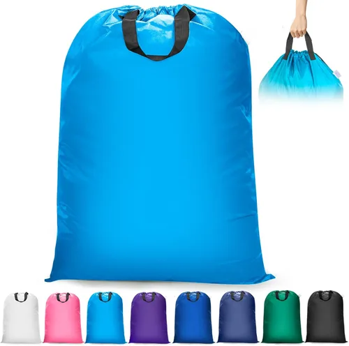 Miniatura 13 de Isink Bolsa de lavandería extra grande con asas, resistente, bolsa de lavandería de viaje para ropa sucia, 28 x 40 pulgadas (negro)