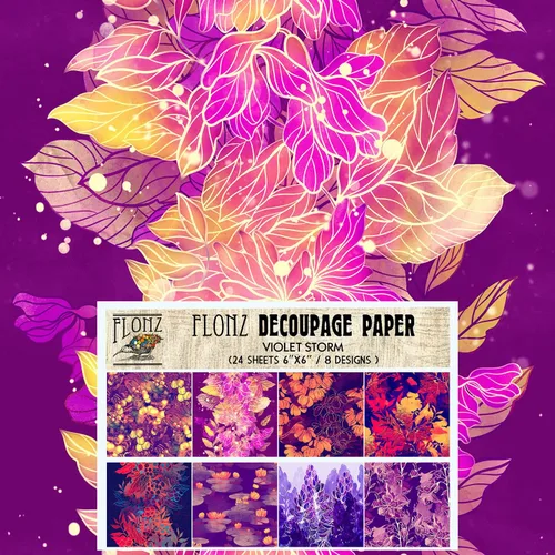 Miniatura 11 de Decoupage - Paquete de papel (24 hojas de 6 x 6 pulgadas) modernos patrones florales gitanos FLONZ papel de patrón vintage sin costuras para Dos
