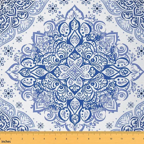 Miniatura 41 de Tela con patrón Paisley de The Yard, tela de tapicería floral étnica boho para sillas y sofás, costura, tela impermeable de arte mandala abstracto