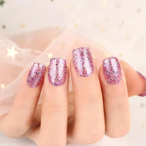Miniatura 2 de Esmalte de uñas de gel, 1 unidad de 0.5 onzas líquidas, esmalte de uñas de gel rosa transparente colorido con purpurina, esmalte de uñas en gel que