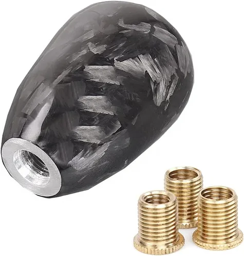 Miniatura 6 de Pomo Universal de Fibra de Carbono Real de Cambio de 6 Velocidades Pomo de Cambio Redondo en Forma de Bola para la Mayoría de Automóviles