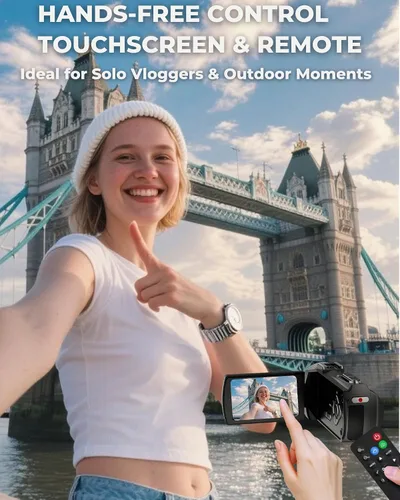 Miniatura 5 de Videocámara 4K 48MP con visión nocturna IR, cámara de vlogging con pantalla táctil abatible de 3.0 pulgadas para YouTube, zoom digital 18X, 2