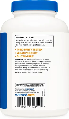 Miniatura 4 de Nutricost Cápsulas de hongo cola de pavo de 1200 mg, 120 porciones (240 cápsulas), sin gluten, sin OMG y aptas para vegetarianos