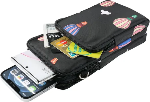 Miniatura 4 de Bolsa de viaje para teléfono celular, bolsa cruzada para Galaxy S25 Ultra S24 Ultra S25+ S24 FE A16 A36 Moto G 5G 2025 OnePlus 13 Negro y globo