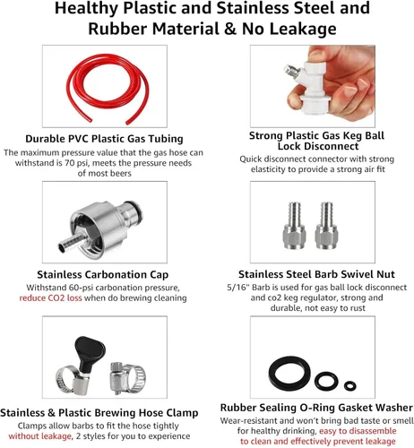 Miniatura 4 de Kit de tapa de carbonatación de acero inoxidable de 5 pies para botella de PET con regulador de CO2, grifo de barril con diámetro exterior