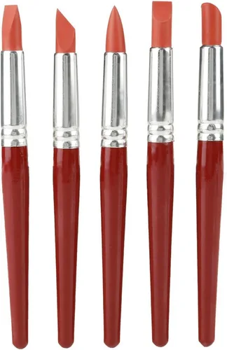 5 piezas de punta de goma roja de gran tamaño pinturas pinceles de silicona escultura cerámica arcilla modelado herramienta de tallado