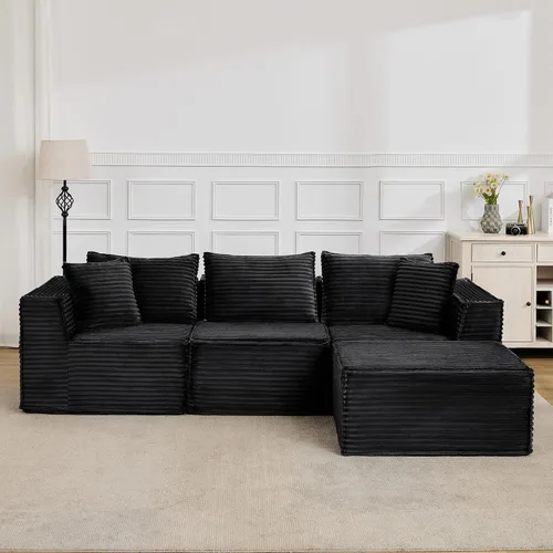 Miniatura 8 de Sofá modular modular de 107 pulgadas, moderno sofá seccional Cloud con asiento profundo, sofá deshuesado en forma de L con diván para sala de estar