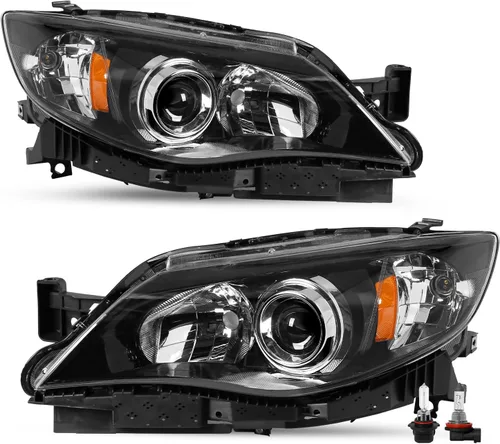 Miniatura 7 de SOCKIR - Conjunto de faros delanteros halógenos compatible con Subaru Impreza WRX Outback Sport 2008-2011, faro proyector con carcasa cromada