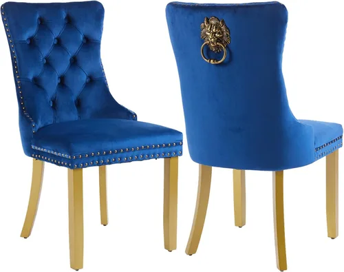 Miniatura 92 de Shenyon Juego de 2 Sillas de Comedor de Terciopelo Gris, Sillas de Comedor Tapizadas con Ribete de Anilla Trasera y Patas de Madera Maciza, Sillas