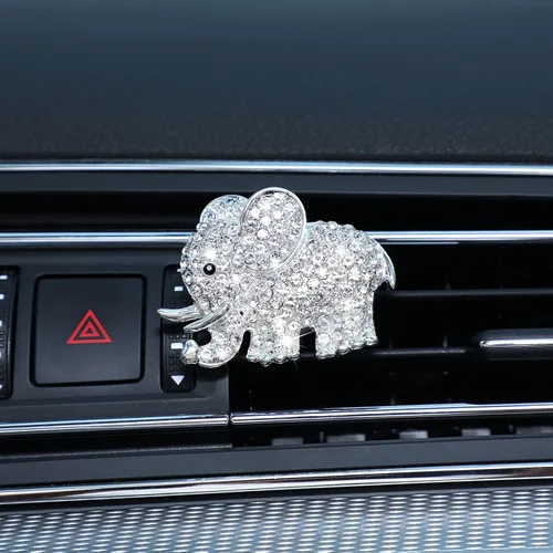 Miniatura 3 de Frienda - Accesorios brillantes para coche con elefante de imitación de diamante, ambientador para decoración interior del coche para mujeres, clip