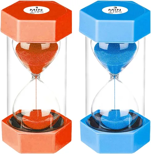 Miniatura 31 de SuLiao Reloj de arena colorido de 3 minutos, reloj de arena morado, temporizador de reloj de arena de plástico para niños, juegos, aula, cocina