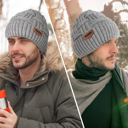 Miniatura 77 de Loritta Gorro de invierno cálido de punto grueso y holgado para hombre