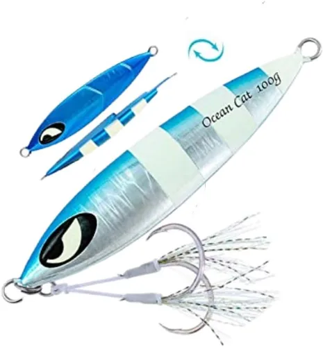 Miniatura 18 de OCEAN CAT Jigs de pesca de agua salada en alta mar Jigging de velocidad de lanzamiento lento señuelos vertical Jigging vertical Plantilla de otoño