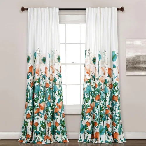 Miniatura 13 de Lush Decor Zuri Flora Cenefa para ventana de oscurecimiento con solapa única, 52 pulgadas de ancho x 18 pulgadas de largo + 2 pulgadas de cabecera