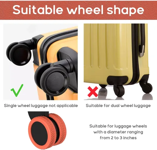 Miniatura 9 de Homimor Fundas para rueda de equipaje, 8 fundas de rueda de maleta, fundas protectoras de rueda de equipaje de silicona, fundas de rueda giratorias