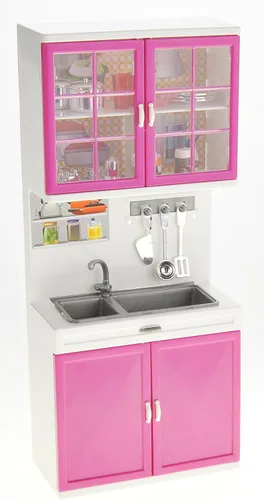Miniatura 10 de PowerTRC Juego de juguetes de cocina para muñecas, mini juguete moderno de cocina, juego de accesorios con luz y sonido realistas para niños