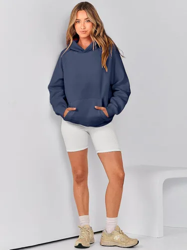 Miniatura 6 de Caracilia Sudaderas con capucha de gran tamaño para mujer, de forro polar, manga larga, con bolsillos, ropa de moda para otoño 2024