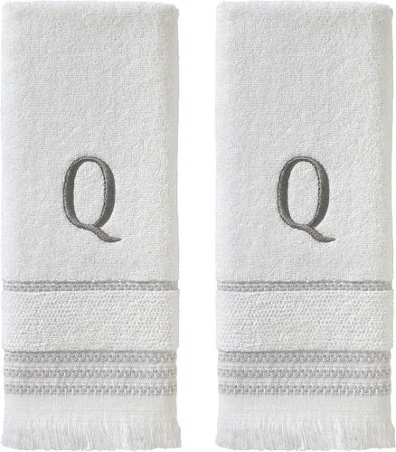 Miniatura 51 de SKL Home Toalla de baño casual con monograma, S, 28 x 54 pulgadas, color blanco