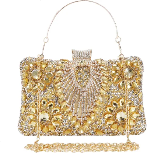 COAIMANEY Bolso de mano de lentejuelas brillantes con diamantes de imitación para mujer, bolso de mano de noche, bolso de hombro para boda, fiesta,
