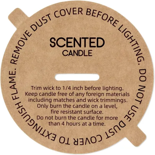 Miniatura 8 de CandMak Cubiertas antipolvo para velas, 48 piezas impresas de papel kraft con tapa antipolvo con lengüeta para hacer velas (12 tamaños)