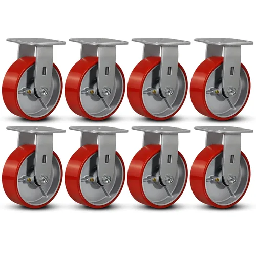 Miniatura 58 de Ruedas industriales de 4 x 2 pulgadas, ruedas resistentes, ruedas de poliuretano, capacidad de hasta 3200 libras. Uso para camión de plataforma